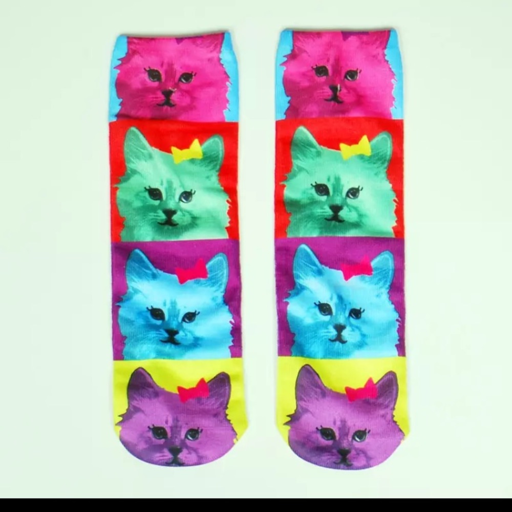 Rainbow Cat Novelty Fun Socks